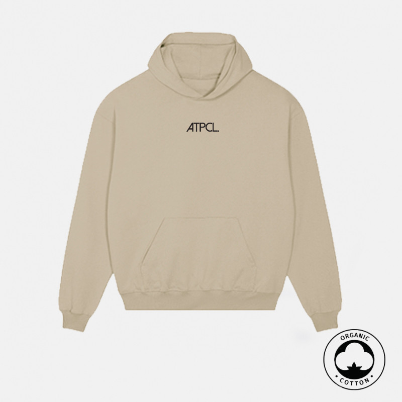 Sweat à Capuche Bio Oversize brodé ATPCL. Beige Sweat à Capuche Bio Oversize brodé ATPCL. Beige